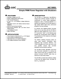 AIC1580CS datasheet: Single PWM power regulator with shutdown AIC1580CS