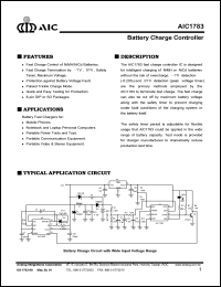 AIC1783CS datasheet: Supply voltage: 5.5V; battery charge controller AIC1783CS