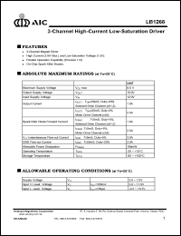 LB1268CN datasheet: 3-channel high-current low-saturation driver LB1268CN