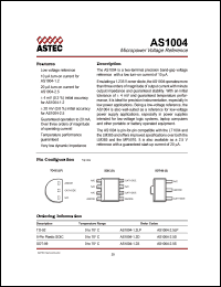 AS1004-2.5S datasheet: Micropower voltage reference AS1004-2.5S