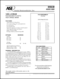 AS5C1008DJ-15/IT datasheet: 128K x 8 SRAM ruggedized plastic high speed SRAM AS5C1008DJ-15/IT