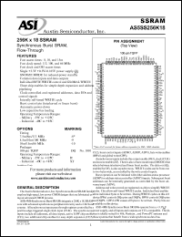 AS5SS256K18DQ-8/XT datasheet: 256K x 18 SSRAM - synchronous burst SRAM, flow-thru AS5SS256K18DQ-8/XT