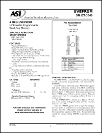 SMJ27C040-15JM datasheet: 4Meg UVEPROM; UV erasable programmable read-only memory SMJ27C040-15JM