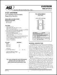 SMJ27C512-20JM datasheet: 512K UVEPROM; UV erasable programmable read-only memory SMJ27C512-20JM