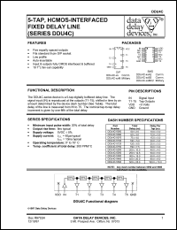 DDU4C-5075 datasheet: Total delay 75 +/-4 ns,5-TAP, HCMOS-interfaced fixed delay line DDU4C-5075