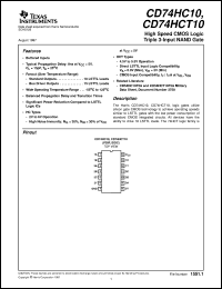 CD74HCT10M96 datasheet:  HIGH SPEED CMOS LOGIC TRIPLE 3-INPUT NAND GATES CD74HCT10M96