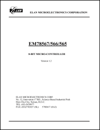 EM78567BQ datasheet: 8-BIT micro-controller EM78567BQ