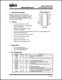 EM84100 datasheet: Cordless mouse encoder EM84100