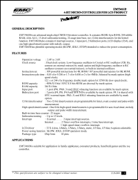 EM73461B datasheet: 4-bit micro-controller for LCD product EM73461B