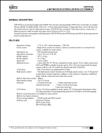 EM73P362CQ datasheet: 4-bit micro-controller for LCD product EM73P362CQ