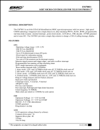 EM78811 datasheet: 8-bit micro-controller for telecom product EM78811