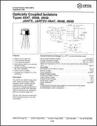 4N49 datasheet: Optically coupled isolator 4N49