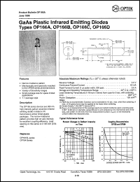 OP166A datasheet: GaAs plastic infrared emitting diode OP166A