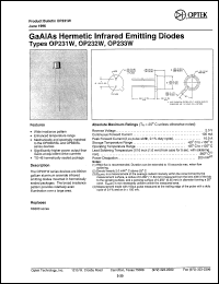 OP233W datasheet: GaAs hermetic infrared emitting diode OP233W