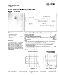 OP505W datasheet:  NPN silicon phototransistor OP505W