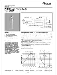 OP954 datasheet: PIN silicon photodiode OP954