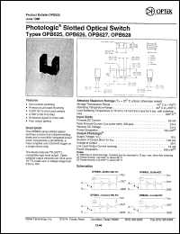 OPB625 datasheet: Photologic slotted optical switch OPB625
