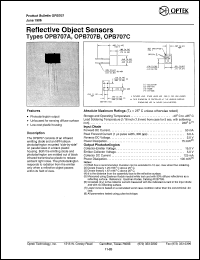 OPB707B datasheet:  Reflective object sensor OPB707B