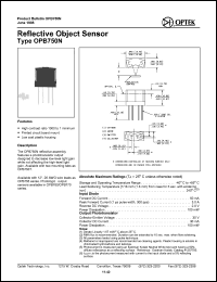 OPB750N datasheet:  Reflective object sensor OPB750N