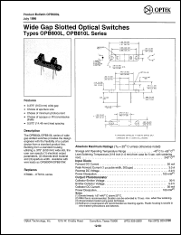 OPB801W55 datasheet: Wide gap slotted optical switch OPB801W55