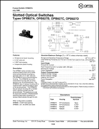 OPB827A datasheet: Slotted optical switch OPB827A