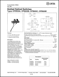 OPB829A datasheet: Slotted optical switch OPB829A