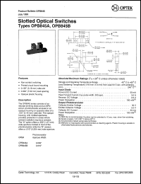 OPB845A datasheet: Slotted optical switch OPB845A