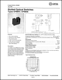 OPB847 datasheet: Slotted optical switch OPB847