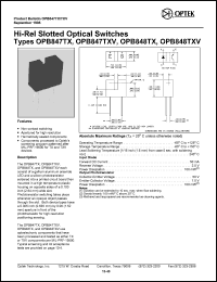 OPB848TXV datasheet: Hi-rel slotted optical switch OPB848TXV