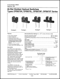 OPB872T55TV datasheet: Hi-rel slotted optical switch OPB872T55TV