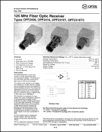 OPF2416 datasheet: 125MHz fiber optic receiver OPF2416