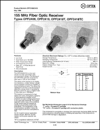 OPF2418T datasheet: 155MHz fiber optic receiver OPF2418T