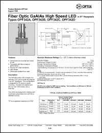 OPF342A datasheet: Fiber optic GaAlAs high speed LED OPF342A