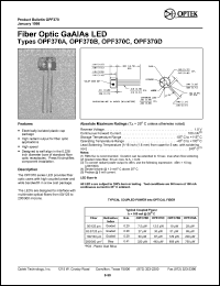 OPF370B datasheet: Fiber optic GaAlAs LED OPF370B