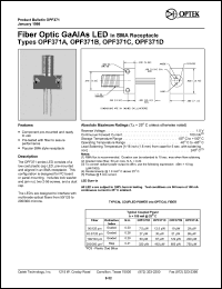 OPF371A datasheet: Fiber optic GaAlAs LED OPF371A