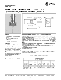 OPF372A datasheet: Fiber optic GaAlAs LED OPF372A
