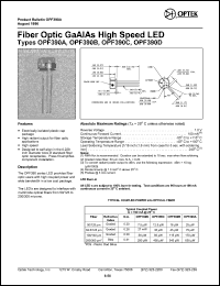 OPF390A datasheet: Fiber optic GaAlAs high speed LED OPF390A