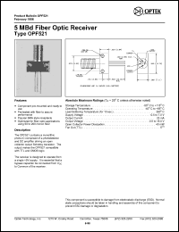 OPF521 datasheet: 5 MBd Fiber optic receiver OPF521