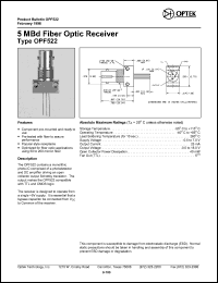 OPF522 datasheet: 5 MBd Fiber optic receiver OPF522