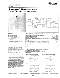 OPL550 datasheet: Photologic plastic sensor OPL550