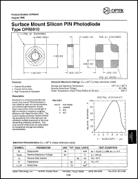 OPR5910 datasheet: Surface mount silicon PIN photodiode OPR5910