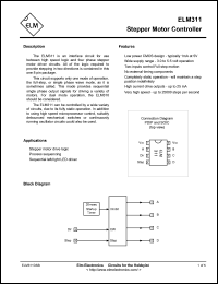 ELM311SM datasheet: Stepper motor controller ELM311SM