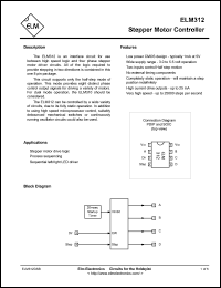 ELM312SM datasheet: Stepper motor controller ELM312SM
