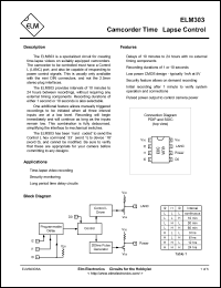 ELM303SM datasheet: Camcoder time-lapse control ELM303SM