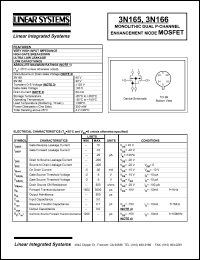 3N165 datasheet: Dual P-channel enchancement mode MOSFET 3N165