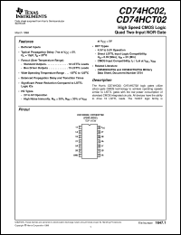 CD74HC02E datasheet:  HIGH SPEED CMOS LOGIC QUAD 2-INPUT NOR GATES CD74HC02E