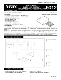 MSK5012TU datasheet: High current, super low dropout adjustable voltage regulator MSK5012TU