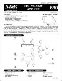 MSK690B datasheet: High voltage amplifier MSK690B