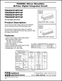 TD62001AF datasheet: 7ch Darlington sink driver TD62001AF