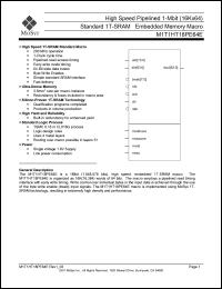 M1T1HT18PE64E datasheet: High speed flow-through 1-Mbit (16Kx64) standard 1T-SRAM memory macro M1T1HT18PE64E